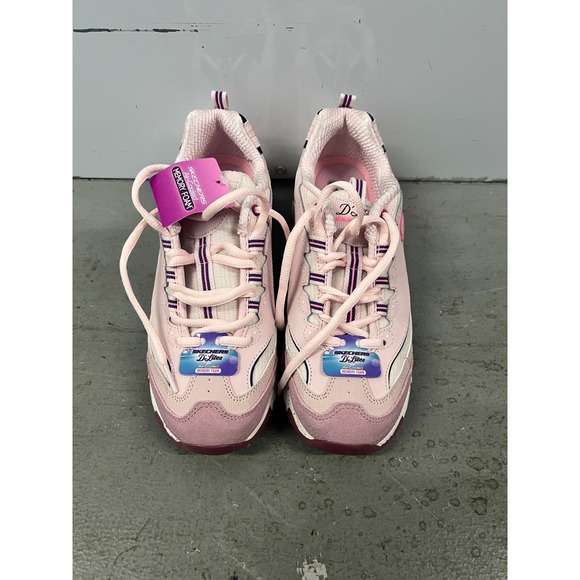 Skechers D'Lites Bold Views Sneakers Mauve Pink White Memory Foam Shoes - 8 NEW - Picture 7 of 10